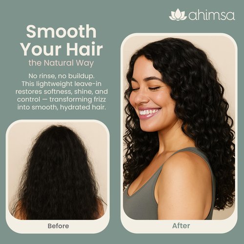 Ahimsa Leave-In Conditioner - Lightweight Hydrating Formula for Curly & Wavy Hair | Anti-Frizz, 4oz
