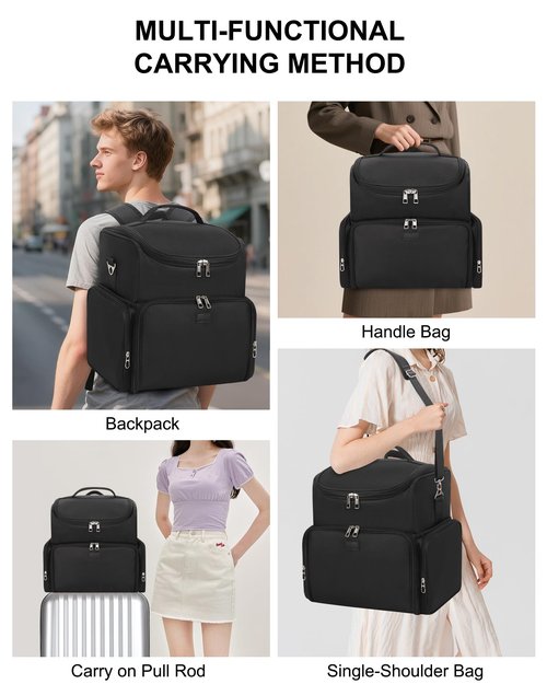 Relavel Tattoo Backpack with 4 Removable Pouches, Tattoo Travel Case with 3 Detachable Dividers, Waterproof Tattoo Carrying Case for Stencil Printer, Equipment and Supplies - Black