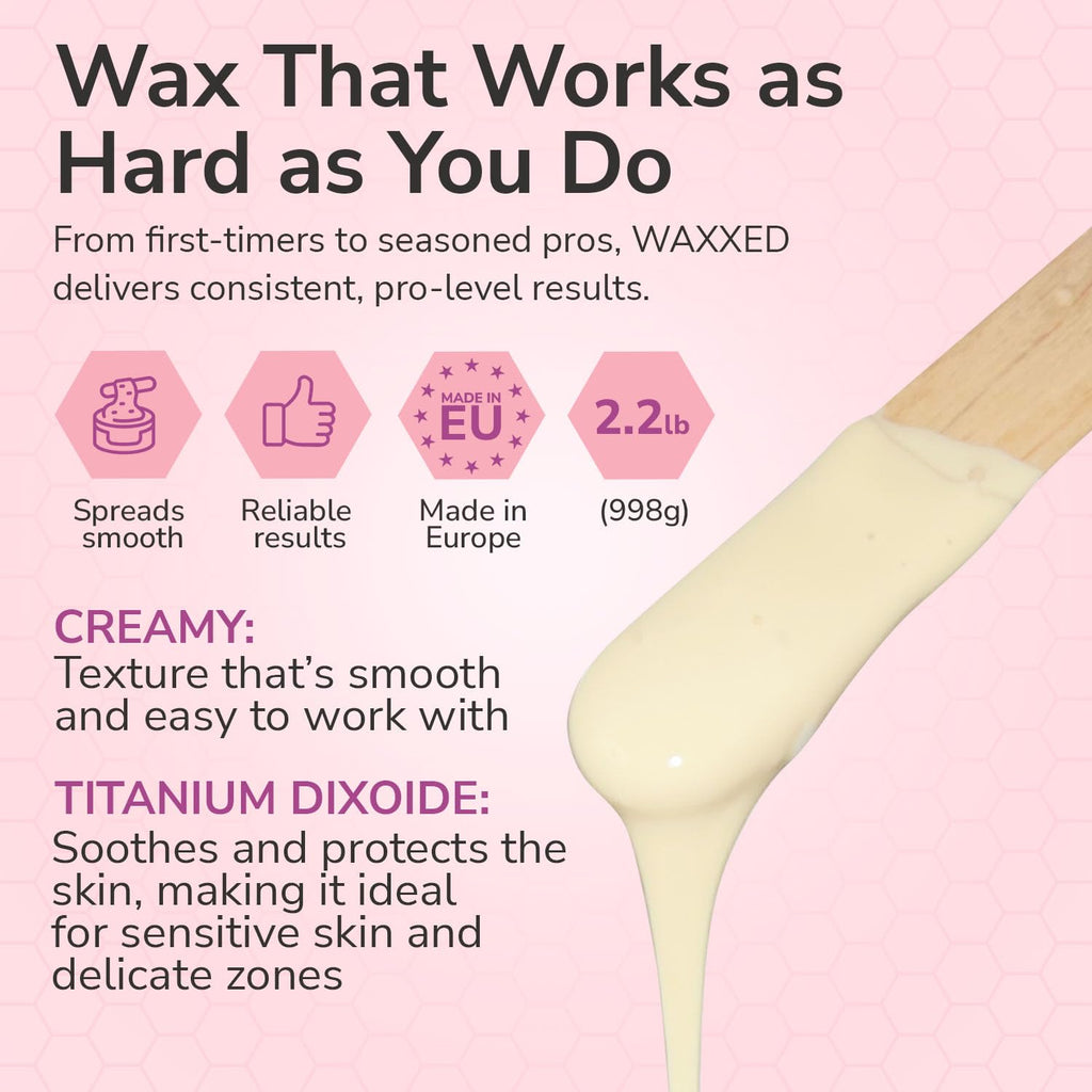 WAXXED Cream Hard Wax Beads 2.2LB – Professional Cream Hard Wax for Hair Removal – Titanium Dioxide Infused Wax Beads for Sensitive Skin – Smooth Application & Clean Removal – Salon & Home Use