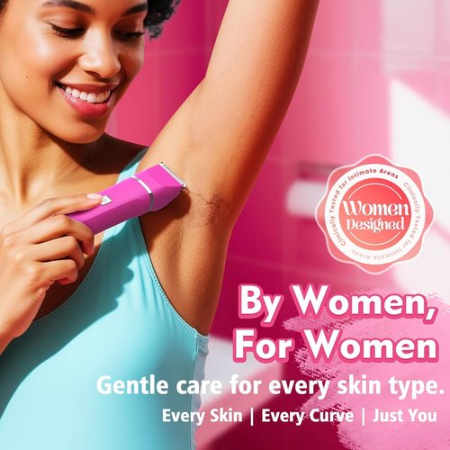 Skiennix Bikini Trimmer for Women - IPX7 Waterproof Hair Remover for Shower & Travel | 3-in-1 Design with Hypoallergenic Blades
