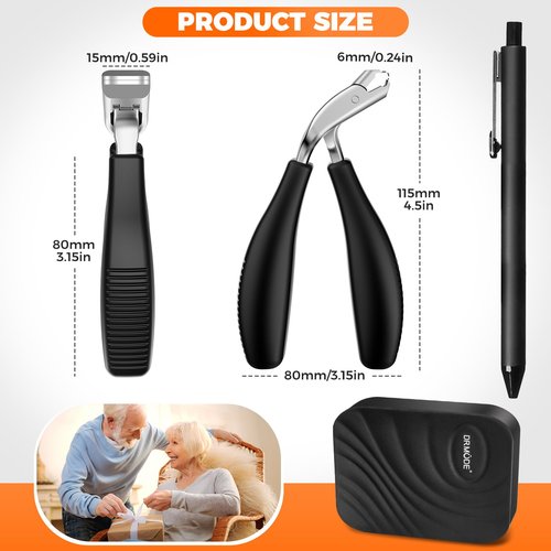 Angled Head Toe Nail Clippers for Thick Nails for Seniors, Straight Large Nail Clippers for Men with Catcher, Heavy Duty Toenail Clippers for Thick Toenails with Ergonomic Long Handle