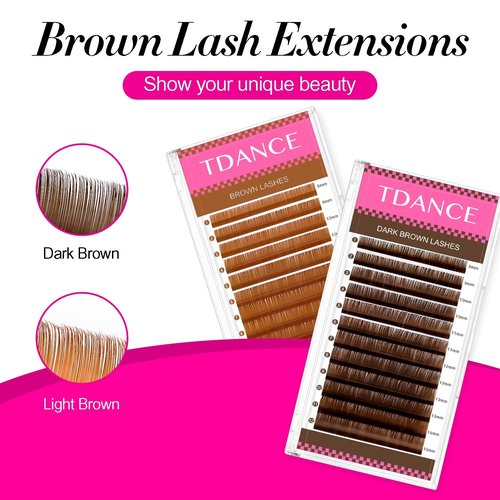 TDANCE Dark Brown Lash Extensions Colored Lash Extensions 0.03/0.05/0.07/0.1/0.15mm C/CC/D/DD/J/B/L Curl Premium Brown Eyelash Extensions Salon Use (Dark Brown,0.05-CC,8-15mm)