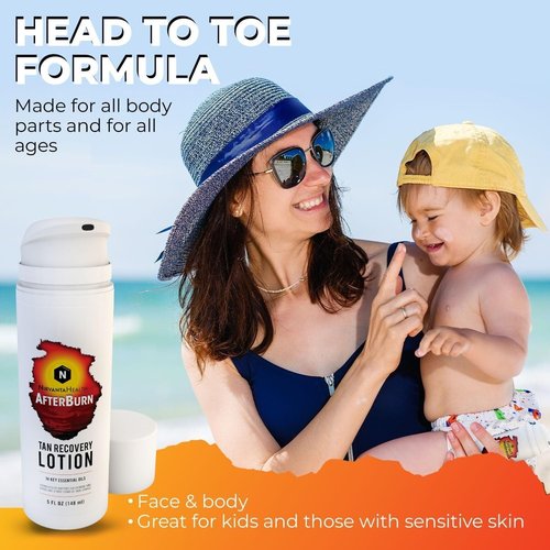 Nirvanta All-in-One AfterBurn Tan Recovery Lotion – Doctor-Formulated Aftersun Lotion w/Natural Ingredients & 14 Essential Oils for All Ages – After Sun Care for Deep Hydration & Peeling Minimization