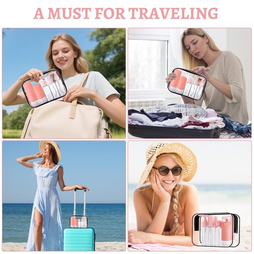 KOUWICH Travel Size Bottles for Toiletries 25Pack TSA Approved Toiletry Bottles Leak Proof Travel Kit with Clear Toiletry Bag Lotion Skincare Shampoo Cosmetic Container