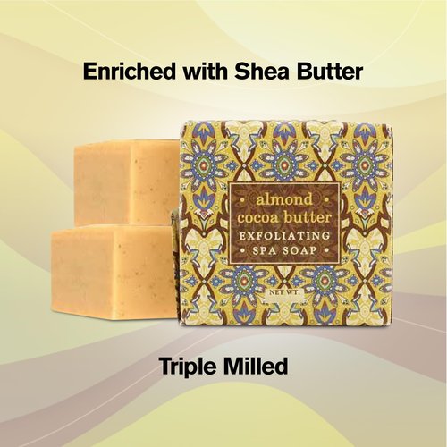 Greenwich Bay ALMOND COCOA BUTTER Scented Exfoliating Bar Soaps - 12 Pack of Mini 1.9 oz. Botanical Scented Bars - Perfect for Guest Bath, Airbnb, Salon, Spa, Hotel - Elegant Wrappers