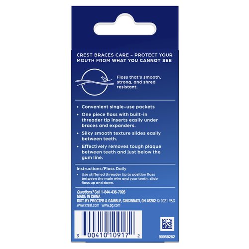 Crest Braces Care by Threader Floss, (30) Single-Use Packets