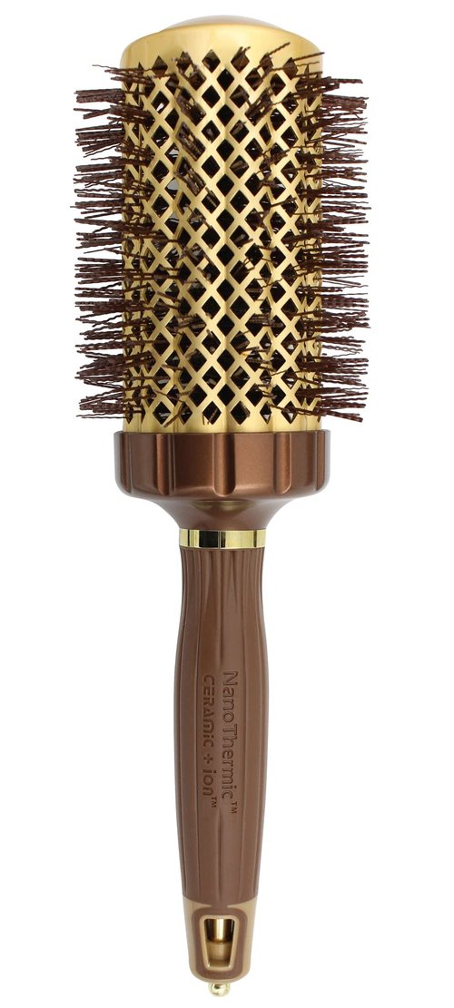 Olivia Garden NanoThermic PowerGrip Thermal Round Hair Brush - Not Electrical - Ceramic Blowout Brush for Medium to Thick Hair, 2 1/8 inch