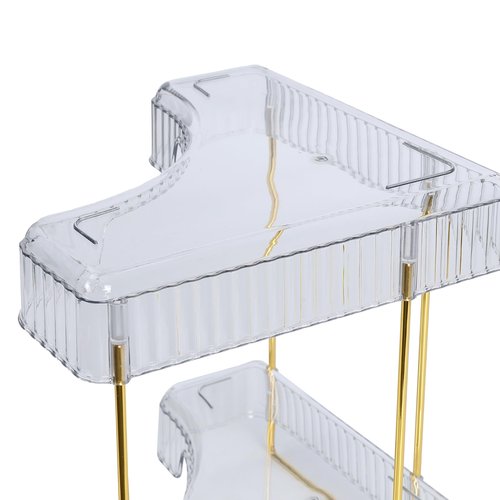BIRDROCK HOME 2-Tier Corner Cosmetic Organizer - Clear Shelves with Gold Hardware, Easy Assembly, Durable Design for Makeup, Perfumes, and Self-Care Products