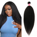 Bundles Human Hair Kinky Straight Yaki Straight Bundles Kinkystraight 16 Inch 1 Bundle 12A 100% Unprocessed Brazilian Virgin Human Hair Bundles for Black Women Natural Black Raw Hair Extension
