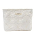 RSRSLEII Quilted Cotton Coquette Makeup bag, Coastal Granddaughter Aesthetic Cosmetic Bag, Cute Seashell Portable Travel Toiletry Pouch (01White)