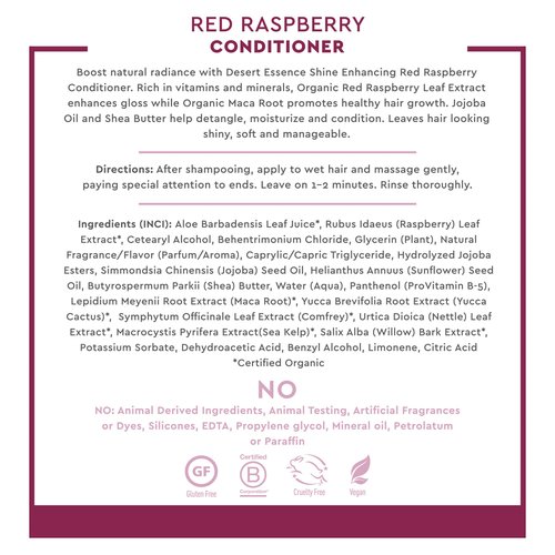 Desert Essence Red Raspberry Shampoo and Conditioner Bundle With Aloe Leaf Juice, Jojoba, Vitamin B-5 and Shea Butter, 8 fl. oz. and 8 fl. oz. Each