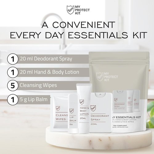Skiennix 8-Piece TSA-Approved Travel Toiletries Kit - Essential Personal Hygiene Set for Airplane, Gym & Camping