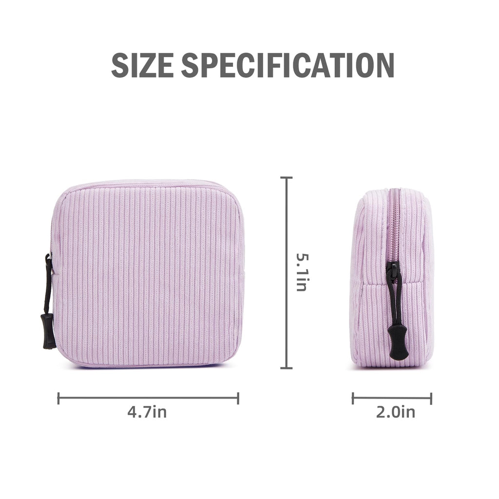 ZOEMTIU Small Makeup Bag for Purse,Mini Cosmetics Bag cute Zipper corduroy Cosmetic Pouch Storage Pouch Travel Toiletry Organizer for Women Girls(Purple)