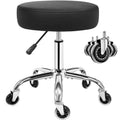 ANWBROAD Round Rolling Stool with Wheels Height Adjustment 360° Swivel Stool Heavy Duty Wide Chair PU Leather Soft Seat Cushion for Massage, Salon, Bar, Home, Office, Tatoo, Medical, Black UWSC001B