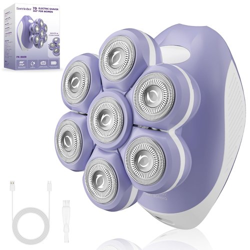 Bartrimber 7D Electric Razors for Women: Fast & Smooth Full-Area Electric Shaver for Women Flawless Legs - Waterproof Body Hair Remover for Wet Dry Use, LED Light & Travel Cover - Gifts for Ladies Her