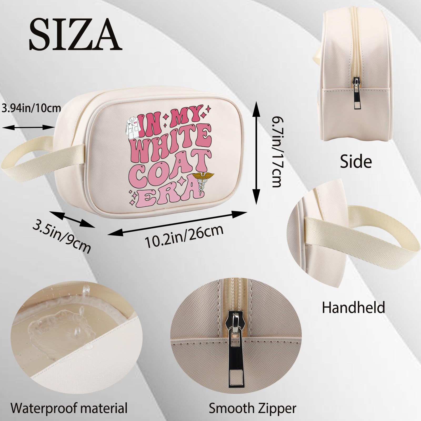 WSNANG In My White Coat Era Makeup Bag White Coat Ceremony Gift Future Doctor Zipper Bag Nurse Practitioner Gift (White Coat TB)