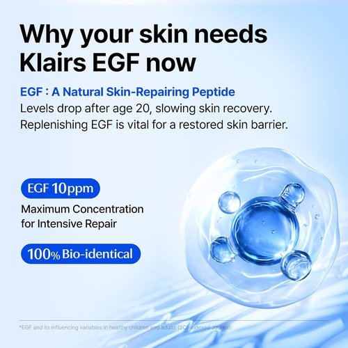 DearKlairs EGF Serum - Blue Youth Activating Drops for Barrier Repair & Post-Blemish Care, 1.69 Fl Oz