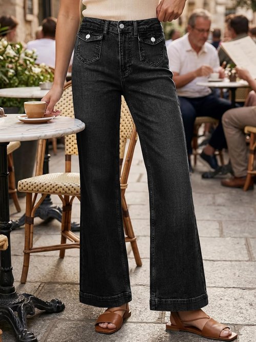Cicy Bell Wide Leg Jeans - Casual High-Waisted Denim Pants with Pockets | Summer Baggy Style