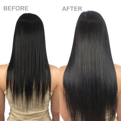 Real Human Hair Clip in Hair Extensions ailiceehr 16inch Clips in Human Hair Extension Striaght 8Pcs Double Weft Thick and Soft Natural Black 90g.