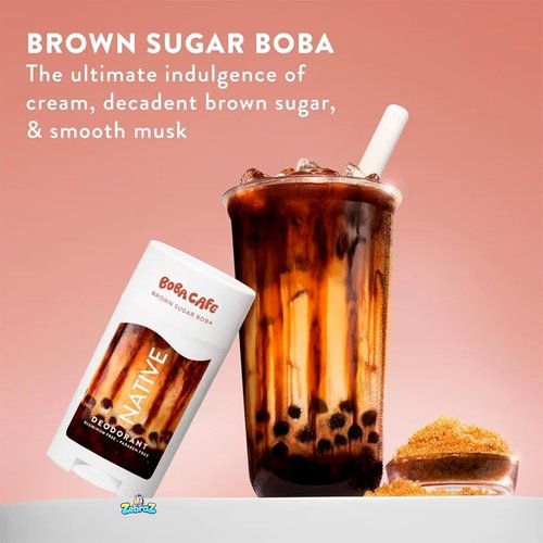 Native Aluminum-Free Deodorant - Limited Edition Brown Sugar Boba | 72-Hour Odor Protection, 2.65oz - Pack of 2