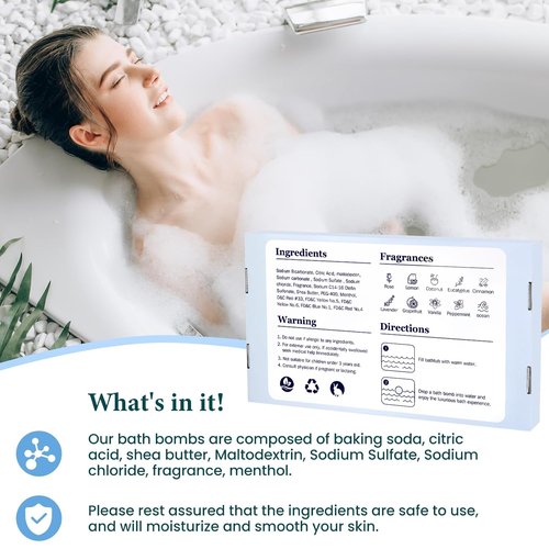 TranquilBliss Bath Bombs Set 50 PCS with 10 Rich Scents, Bath Bombs for Women, Natural Bubble Bombs with Shea Butter & Safe Oil, Ideal for Valentine's Day, Christmas, Birthday, Mother's Day Present