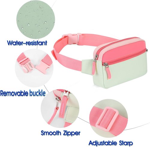 Skiennix Fanny Pack - Trendy Colorblock Crossbody Bag for Girls | Adjustable Belt for Travel Essentials