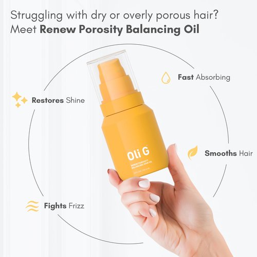 Oli G Renew Porosity Balancing Oil 2oz / 59ml | Lightweight Hair Oil for Frizz Control, Moisture Repair & Shine