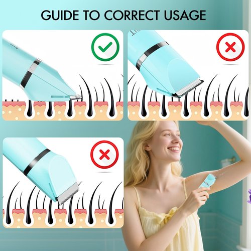 AIBRIT PRO Electric Bikini Trimmer for Women,2 in 1 Electric Shaver for Women Pubic Hair, Portable Razors for Shaving with 2 Trimmer Heads,IPX7 Waterproof (Blue)