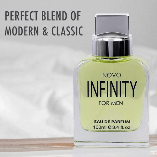 NovoGlow Infinity Eau De Parfum for Men - 3.4 oz | Refreshing Citrus & Floral Fragrance, All-Day Freshness
