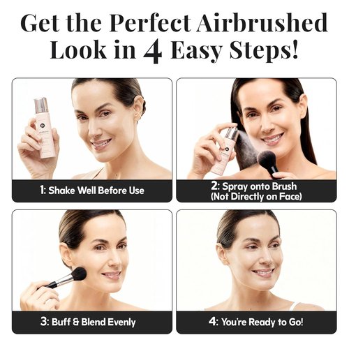 Jerome Alexander MagicMinerals AirBrush Foundation - 2-Piece Set with Kabuki Brush for Radiant Skin - Fair Shade