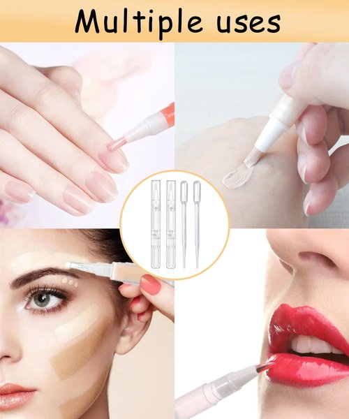 uadbau 16 Pcs 3ml Empty Cuticle Oil Pen with 4 Pcs Transfer Pipettes - Transparent Nail Oil Twist Pens with Brush Tip for Nail Oil, Eyelash Growth Liquid, Cosmetic Lip Gloss Container Applicators