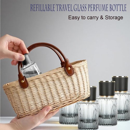 PLINNILUY 3 Pcs 30ml/1oz Empty Perfume Spray Bottles, Refillable Perfume Spray Bottles, Glass Fine Mist Atomizers, Gradient Color Travel Fragrance Containers for Perfume and Cologne(C)