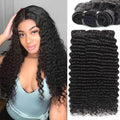 Deep Wave Human Hair Bundles 12 14 16 Inch Deep Curly Bundles Human Hair Double Weft 12A Brazilian Virgin Remy Hair Full and Thick