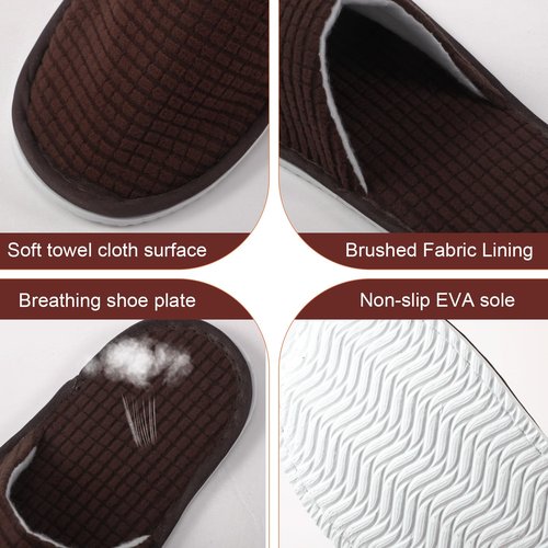 Geyoga 12 Pair House Slipper for Guest Non Slip Disposable Slipper for Travel Washable Reusable Closed Toe Hotel Bridesmaid Indoor Spa Wedding Party Shoeless Home(Deep Color,M)