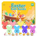 Easter Egg Bath Bombs for Kids with Surprise Inside, 8 Pack Teen Easter Basket Stuffers, Girls & Boys-Easter Bunny, Chicken & Egg Shapes - Handmade Gentle, Safe Fizz Balls-Great Easter Party Favors