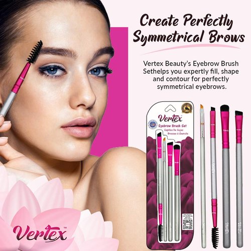 Skiennix Eyebrow Brush Kit - Thin Angled Brushes for Shaping & Concealing | Duo Spoolie & Firm Bristles