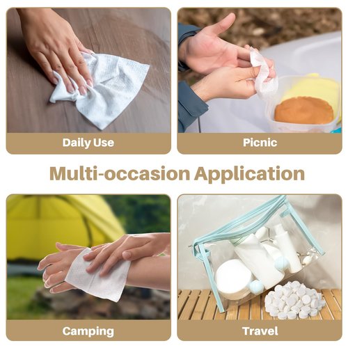 RAQEHO 180 Compressed Towel Tablets - Disposable Face Towel Washcloths Travel Towel Fast Drying Lightweight for Adult Camping Hiking Facial Mini Makeup Wipe Coin Tissues Travel Hotel Cleaning Supplies