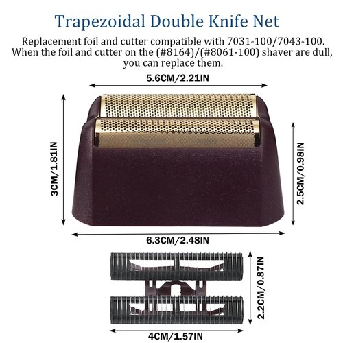 Finale Replacement Foil and Cutter Bar Assembly Compatible with wahl 5 Star Shaver 8061-100 8164,Gold Super Close Shaver Replacement Foil Compatible with wahl Foil Shaver Replacement Head, Red 2-Pack