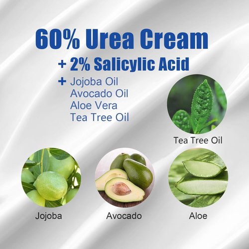 Urea Cream 60% plus 2% Salicylic Acid for Feet Maximum Strength - Lotion For Dry Cracked Feet Elbows Knees Heels Hands, Hydrates Foot Care for Softening and Moisturizing, Callus Remover 10.1oz