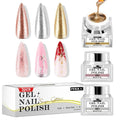 NXJ INFILILA Glitter Gel Nail Polish Set, 3 Colors Gold Silver Rose Gold Reflective Metallic Gel Polish, Holographic Sparkle Long-Lasting Soak Off UV LED Cured Gels for Salon DIY Manicure