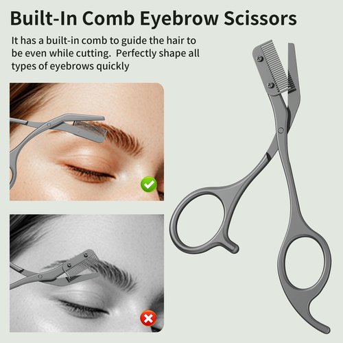 Glamne Eyebrow Trimmer Kit Scissors Tweezers Razor Facial Shaver Grooming Set with Mirror Travel Cases