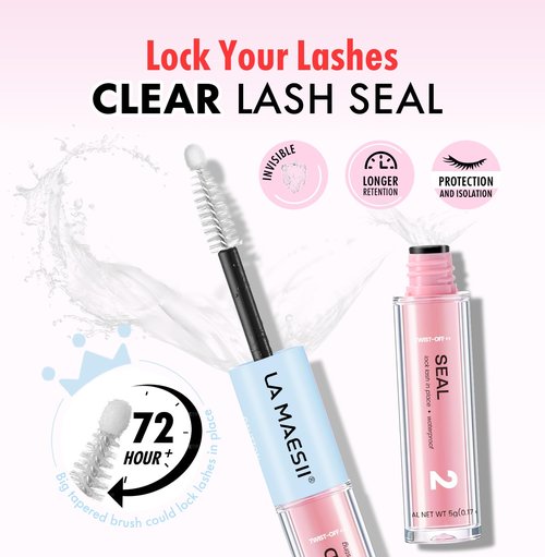 LA MAESII Lash Bond and Seal 10ML, Lash Cluster Glue Waterproof,Long Lasting Lash Glue for Eyelash Clusters,2 in 1 Eyelash Glue Quick Dry Latex Free Eyelash Adhesive(Clear)
