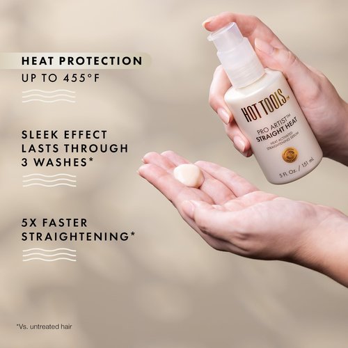 HOT TOOLS Heat Protectant Straightening Serum | Hair Straightener, Reduces Frizz, and Speeds Up Styling | Protects Hair from Heat Damage without Use of Silicones