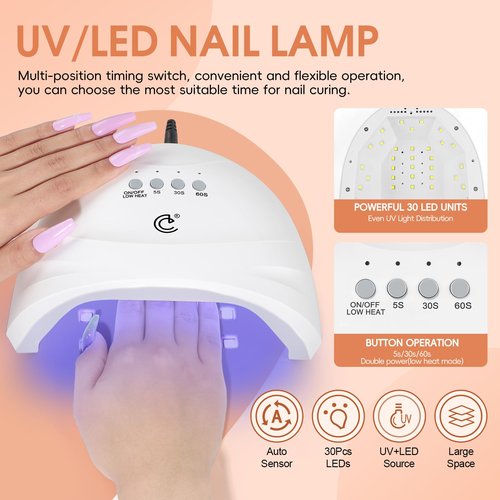 COSCELIA 66pcs Gel Nail Polish Kit with U V light and Drill 35 Colors Spring Gel Polish Set 5pcs Top Base Coat Nail Art Starter French Gel Manicure Kit Gifts for Women Girls