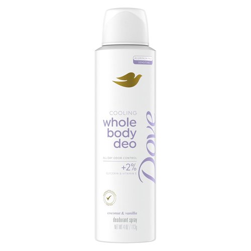 Dove Aluminum-Free Whole Body Deodorant - Coconut & Vanilla | 72-Hour Odor Control, 4 oz