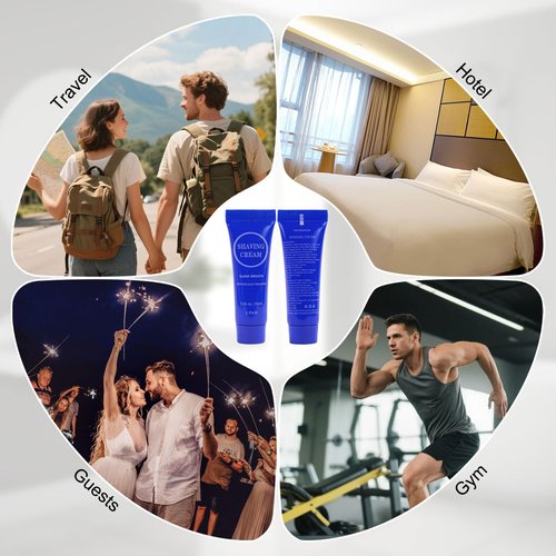 Disposable Shaving Cream for Men, Small Bottle Individually Wrapped Mini Shave Cream in Bulk, Travel Size Toiletries Amenities Vacation for Hotel, Shelter/Homeless/Nursing/Charity 0.34oz (Pack of 100)