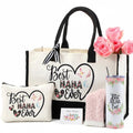 Paterr 7 Pcs Best Grandma Nana Gifts 20oz Stainless Steel Tumbler Tote Bag Sock Keychain Gift Card for Birthday Mother's Day(Nana)