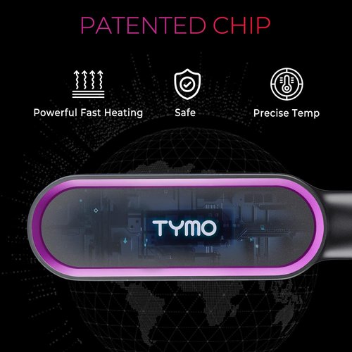 TYMO Ring Hair Straightener Brush - Fast Heating Comb with 5 Temperature Settings | Black