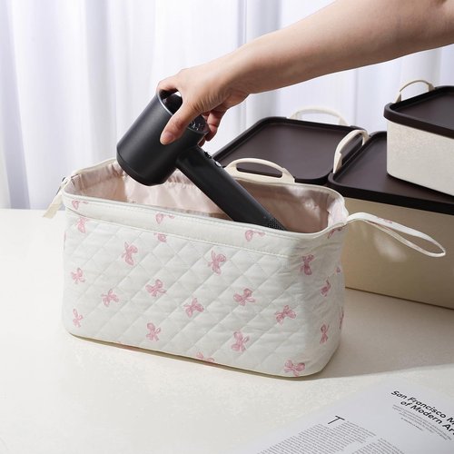 GISMTR Large Quilted Hair Tools Travel Bag for Hair Dryer Aesthetic Cute Dustproof Travel Organizer Flat Curling Iron Travel Organizer