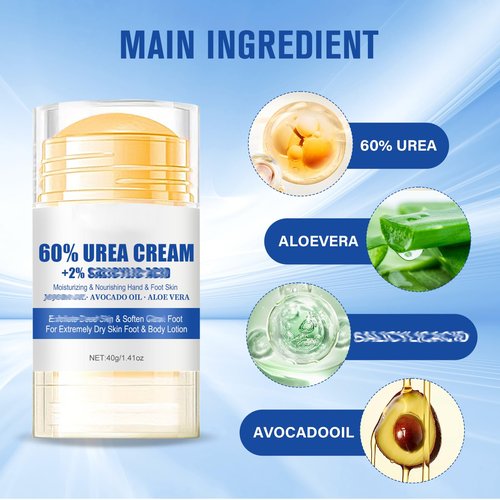 Holyarm 3PCS 60% Urea Hydrating and Anti-Cracking Foot Cream, Maximum Strength Urea Cream for Feet, Foot Lotion Stick for Heels, Dry Hands & Rough Knees, Smoothing Skin Women and Men